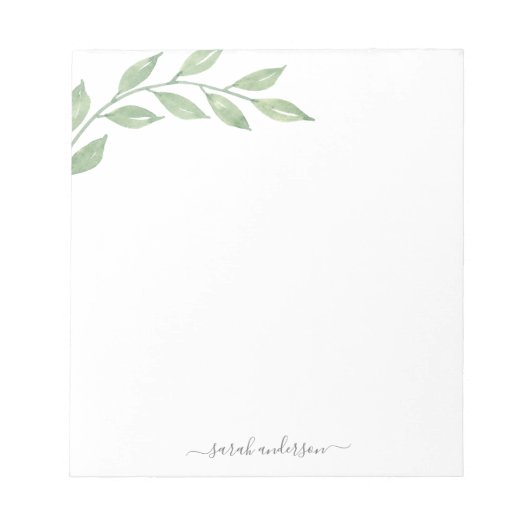 Greenery Calligraphy Personalized Notitieblok (Voorkant)