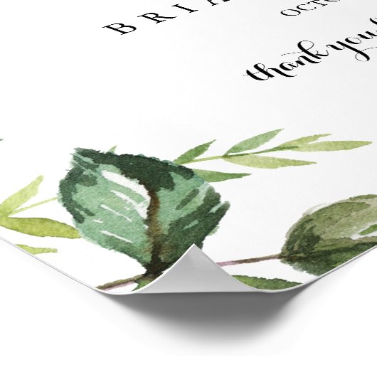 Greenery Calligraphy Rehearsal Dinner Welcome Sign Poster (Hoek)