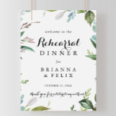 Greenery Calligraphy Rehearsal Dinner Welcome Sign Poster