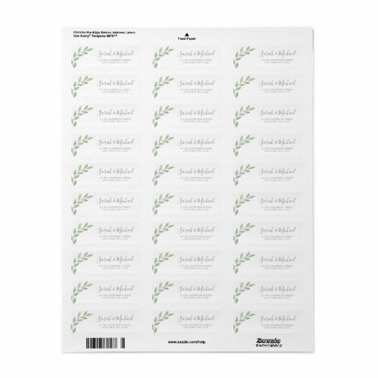 Greenery Calligraphy Return Address Etiket (Full Sheet)