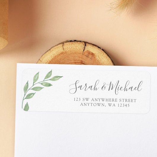 Greenery Calligraphy Return Address Etiket