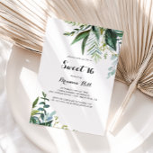 Greenery Calligraphy Sweet 16 Birthday Party Kaart