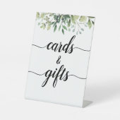 Greenery Calligraphy Wedding Cards en Gifts Reclamebord Met Voetstuk (Voorkant)