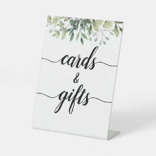 Greenery Calligraphy Wedding Cards en Gifts Reclamebord Met Voetstuk