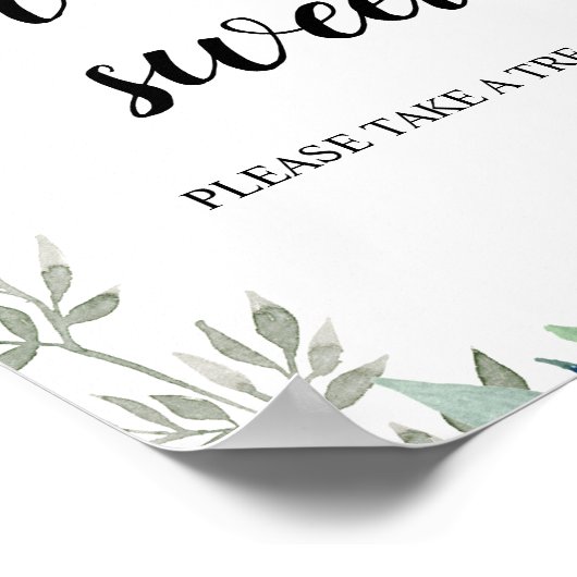 Greenery Calligraphy Wedding Love is Sweet Sign Poster (Hoek)