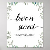 Greenery Calligraphy Wedding Love is Sweet Sign Poster (Voorkant)