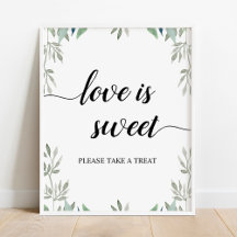 Greenery Calligraphy Wedding Love is Sweet Sign