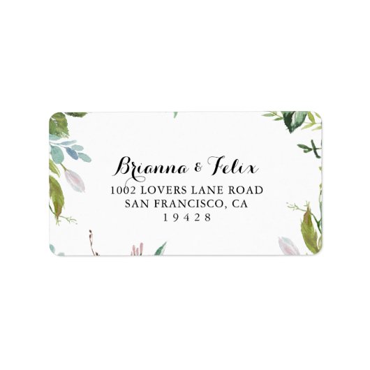 Greenery Calligraphy Wedding RSVP Address Label (Voorkant)
