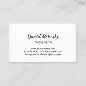 Greenery Camera Black & White Photography Visitekaartje (Achterkant)