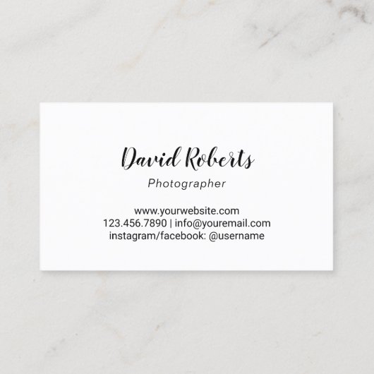 Greenery Camera Black & White Photography Visitekaartje (Achterkant)