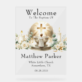 Greenery Candles Boy Dopen Welkom Teken Acryl Bord