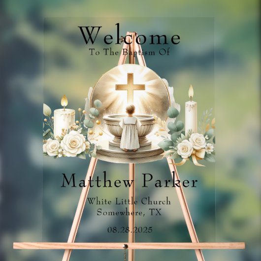 Greenery Candles Boy Dopen Welkom Teken Acryl Bord (Neutraal)