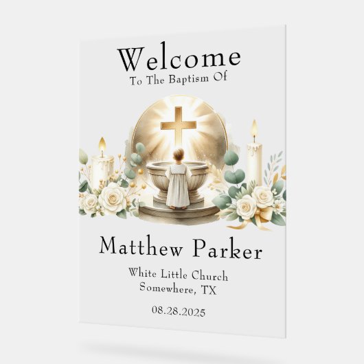 Greenery Candles Boy Dopen Welkom Teken Acryl Bord (Hoek)