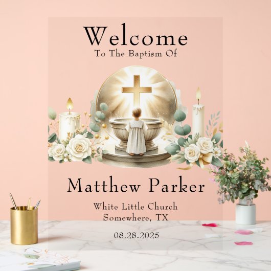 Greenery Candles Boy Dopen Welkom Teken Acryl Bord (Huwelijk)