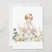 Greenery Candles Cartoon Boy Doop Kaart (Achterkant)