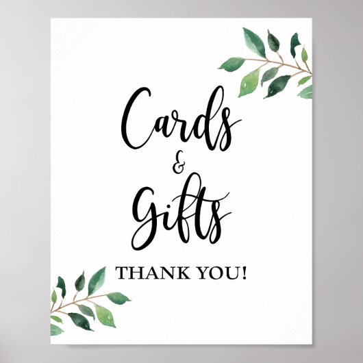 Greenery Cards & Gifts Wedding of Party Sign Poster (Voorkant)