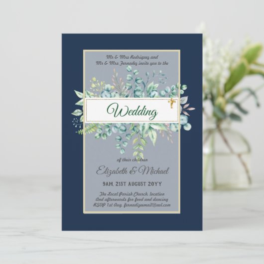 Greenery CATHOLIC Wedding Christelijk Budget Moder Kaart (Staand voorkant)
