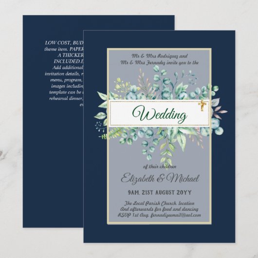 Greenery CATHOLIC Wedding Christelijk Budget Moder Kaart (Voorkant / Achterkant)