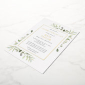 Greenery Celebration of Life Funeral Gold Folie Uitnodiging (Gedraaid)