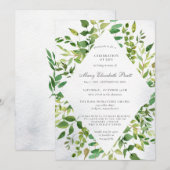 Greenery Celebration of Life Funeral Invitation Kaart (Voorkant / Achterkant)