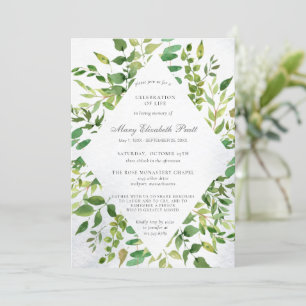 Greenery Celebration of Life Funeral Invitation Kaart