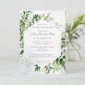 Greenery Celebration of Life Funeral Invitation Kaart (Staand voorkant)