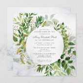 Greenery Celebration of Life Funeral Invitation Kaart (Voorkant / Achterkant)