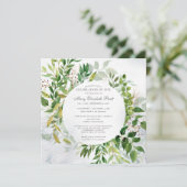 Greenery Celebration of Life Funeral Invitation Kaart (Staand voorkant)