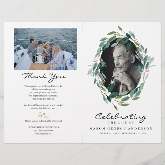 Greenery Celebration of Life Funeral Programme Flyer (Voorkant)
