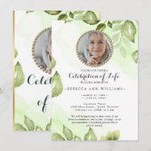 Greenery Celebration of Life Invitation Kaart (Voorkant / Achterkant)