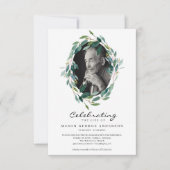 Greenery Celebration of Life Memorial with Photo Kaart (Voorkant)