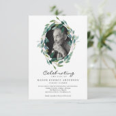 Greenery Celebration of Life Memorial with Photo Kaart (Staand voorkant)