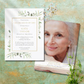 Greenery Celebration of Life Photo Invitation Aankondigingskaart