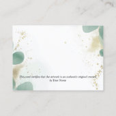 Greenery Certificaat van Authenticiteit Kunstwerk (Achterkant)