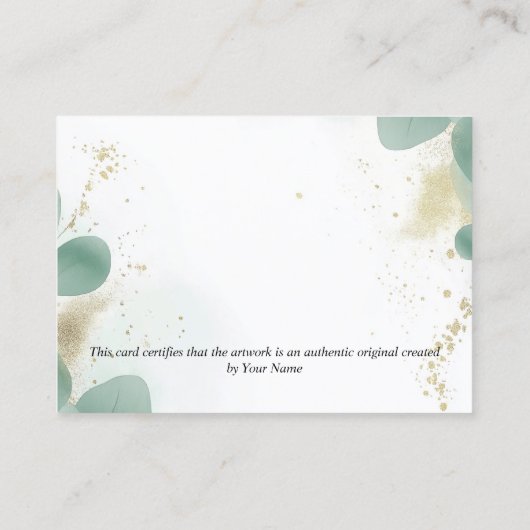 Greenery Certificaat van Authenticiteit Kunstwerk (Achterkant)