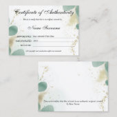 Greenery Certificaat van Authenticiteit Kunstwerk (Voorkant / Achterkant)