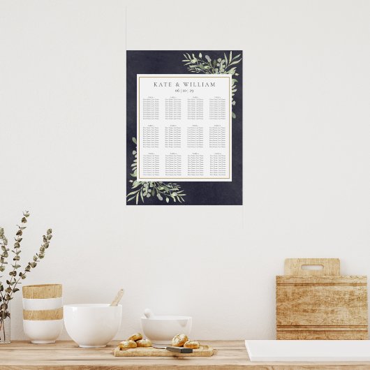 Greenery Chalkboard Wedding Seating Chart Poster (Keuken)
