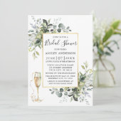 Greenery Champagne Glass Sage Green Shower Kaart (Staand voorkant)