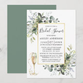 Greenery Champagne Glass Sage Green Shower Kaart (Voorkant / Achterkant)