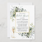 Greenery Champagne Glass Sage Green Vrijgezellenfe Kaart (Voorkant)