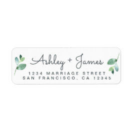 Greenery Chic Script Names Return Address Etiket