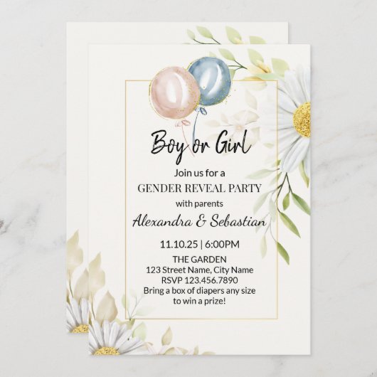 Greenery Chrysanthemum Geslacht onthullen Kaart (Voorkant / Achterkant)