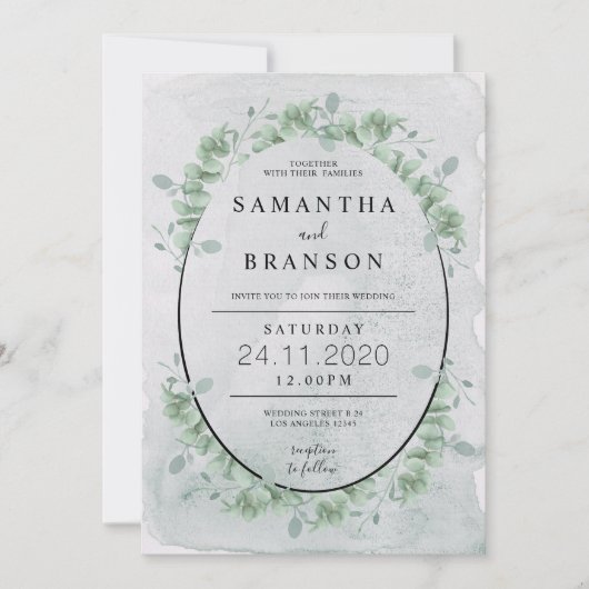 Greenery Circle Wreath Eucalyptus Botanical Kaart (Voorkant)