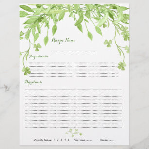 Greenery Clover Floral Multomap Recipe inserts Flyer