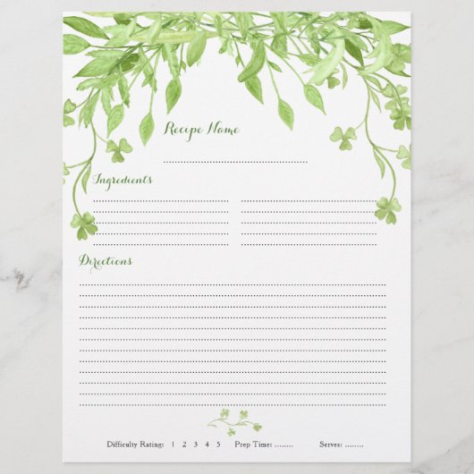 Greenery Clover Floral Multomap Recipe inserts Flyer (Voorkant)