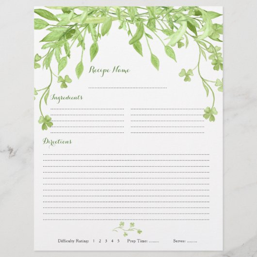 Greenery Clover Floral Multomap Recipe inserts Flyer (Achterkant)