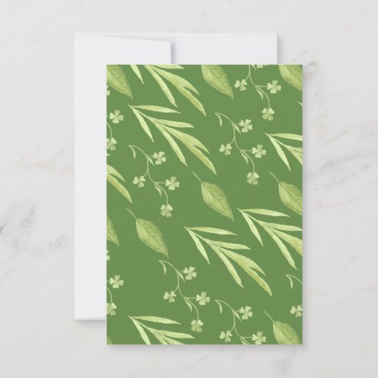 Greenery Clover Floral Wedding Reception Kaart (Achterkant)