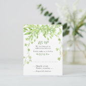Greenery Clover Floral Wedding RSVP Kaart (Staand voorkant)