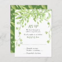 Greenery Clover Floral Wedding RSVP Kaart