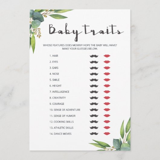 Greenery Coed Baby shower Game Baby (Voorkant)